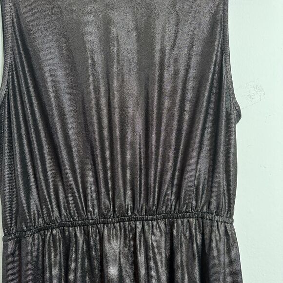 About Us Meredith Plunge Maxi Deep VNeck Sleeveless Shiny Bronze Metallic Small - Picture 9 of 16